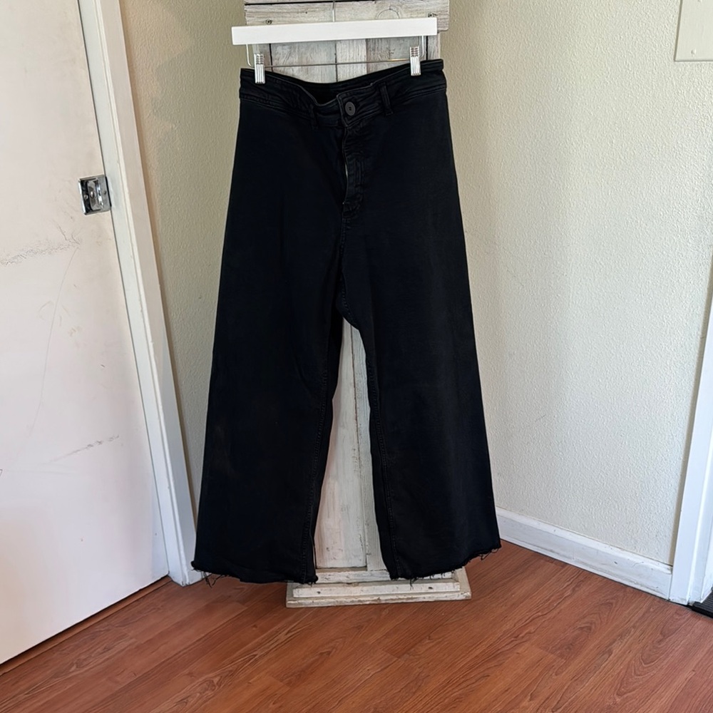 Zara Black Sailor Wide Leg Flare Jeans